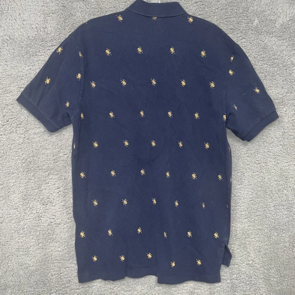 VTG Polo Ralph Lauren Shirt Men Sz M Blue AOP Spider Short Sleeve Embroider Polo